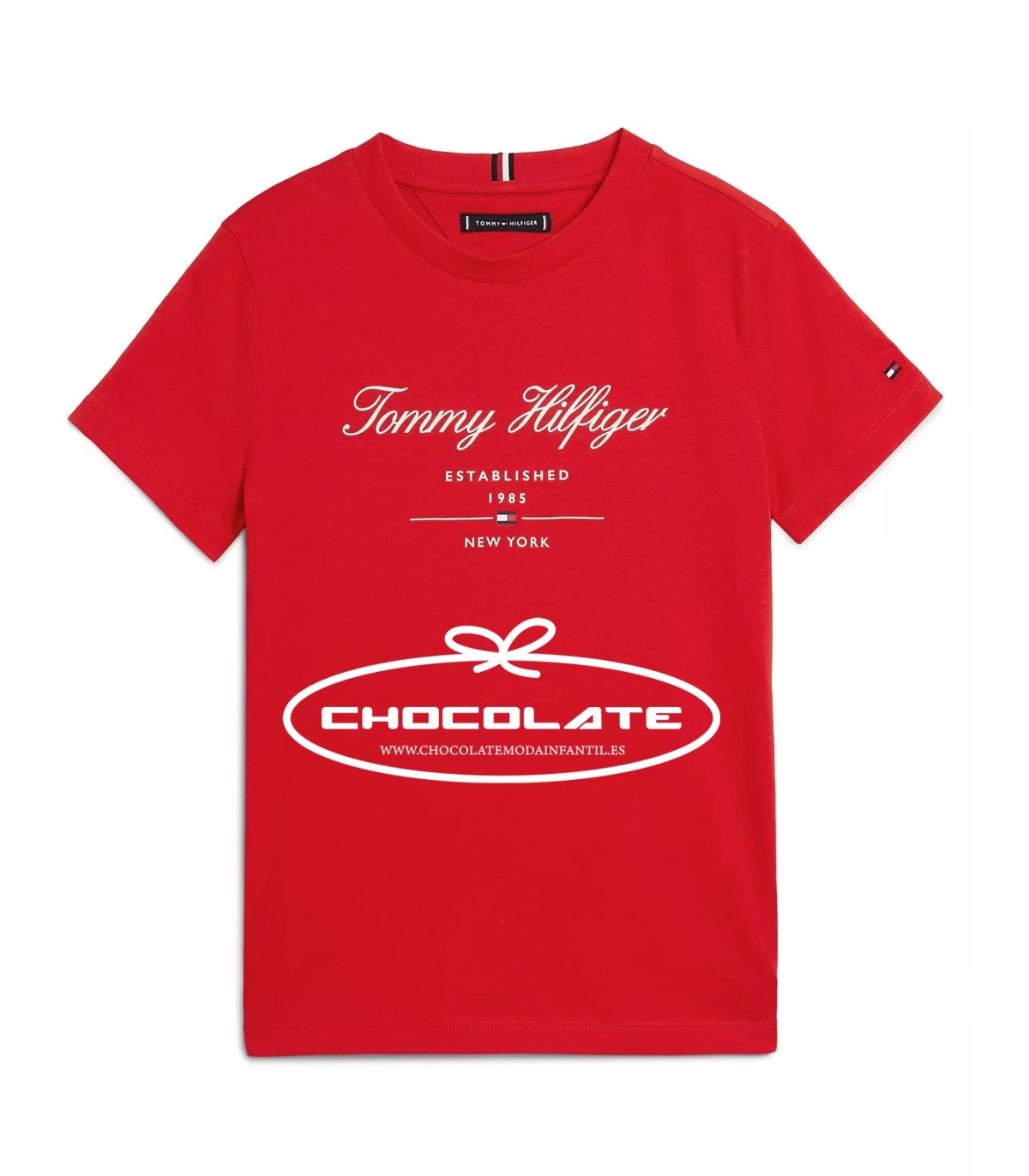Camiseta roja logo blanco de Tommy Hilfiger para niño | Camiseta de...
