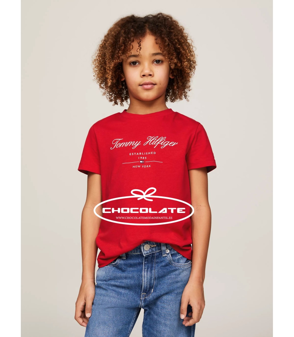 Camiseta roja logo blanco de Tommy Hilfiger para niño | Camiseta de...