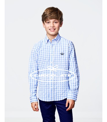 Camisa vichy azul celeste de Spagnolo para niño | Camisa de vestir ...