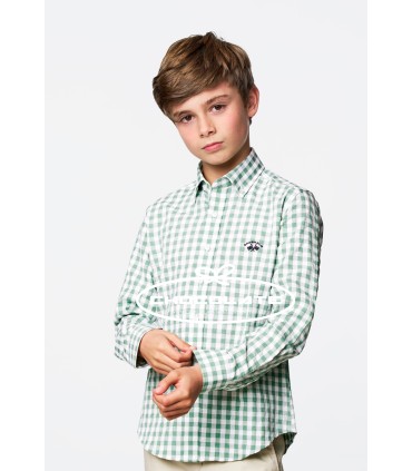 Camisa vichy verde agua de Spagnolo para niño | Camisa para niño en...