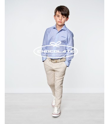 Pantalón chino lino beige Spagnolo | Pantalón tipo chino en lino co...