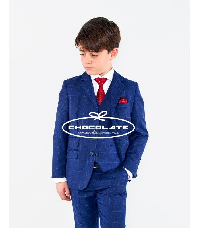 Traje azul de cuadros Spagnolo | Traje compuesto de americana y pan...