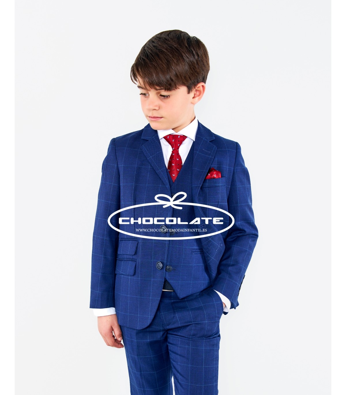 Traje azul de cuadros Spagnolo | Traje compuesto de americana y pan...