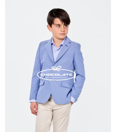 Americana celeste oscuro Spagnolo | Americana celeste oscuro con bo...