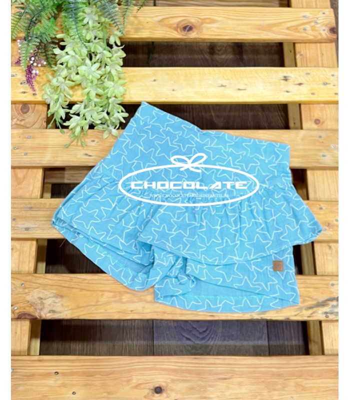 Falda pantalón verde agua con estrellas blancas de José Varón | Pre...