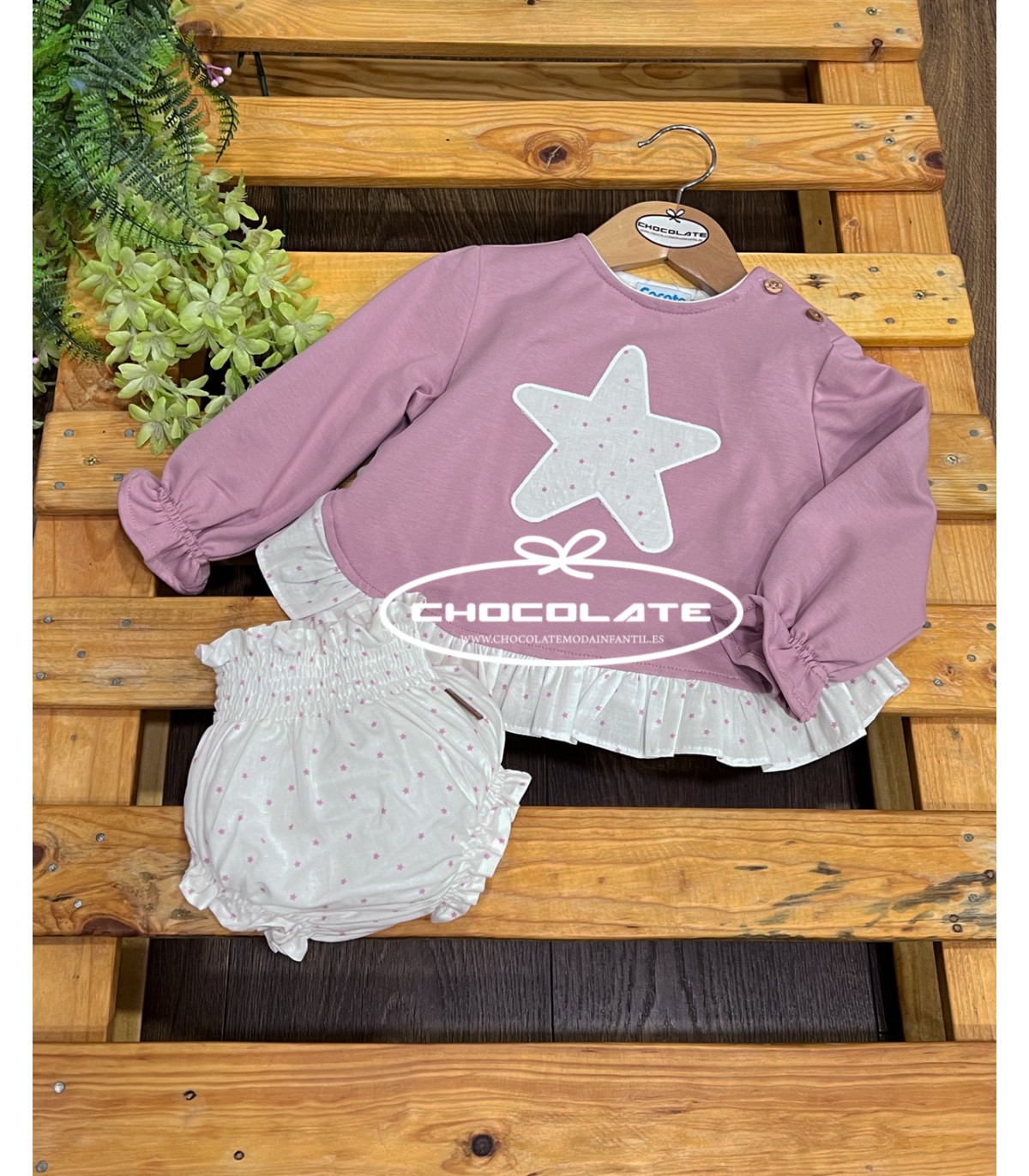 Conjunto bebé sudadera rosa y braguita de Cocote | Conjunto para be...