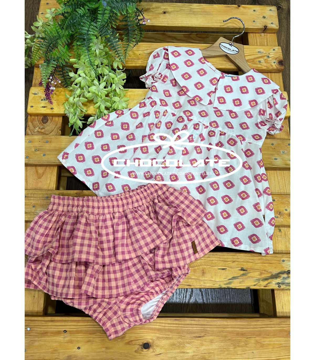 Camisa y braguita cuadros fluor de Cocote para niña | Conjunto para...