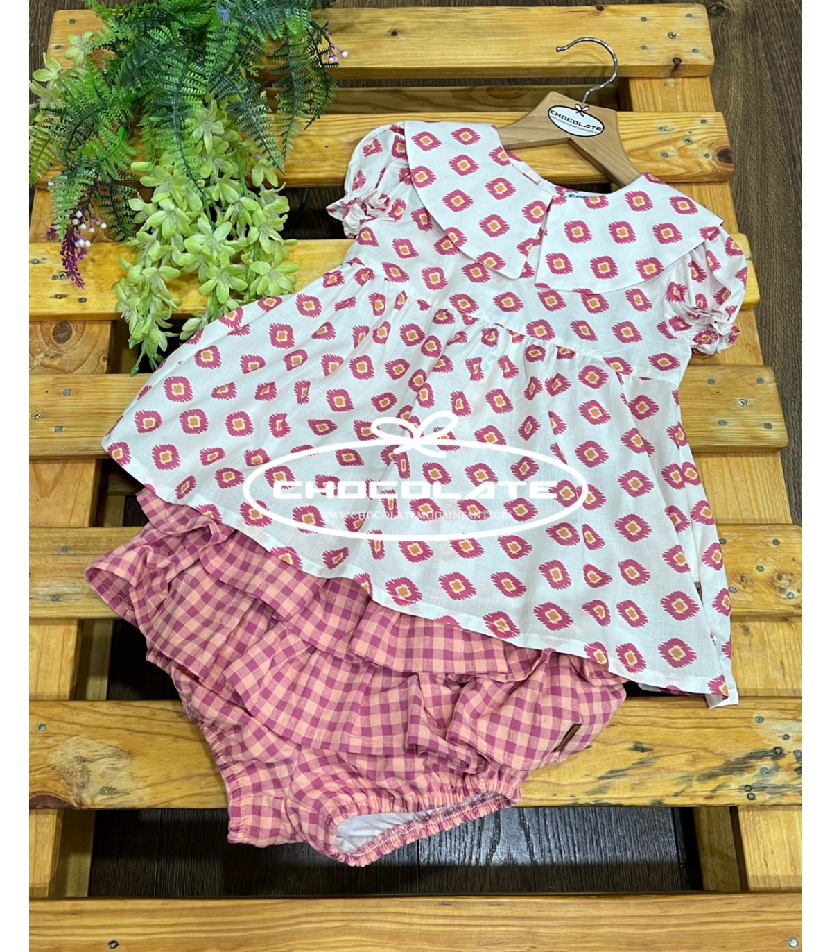 Camisa y braguita cuadros fluor de Cocote para niña | Conjunto para...