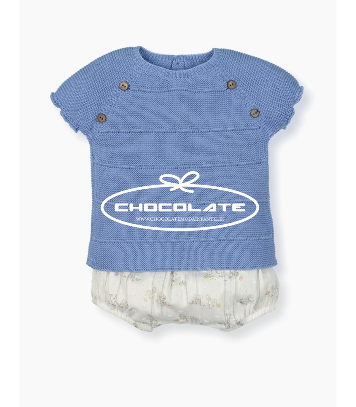 Conjunto bebé niño de jubón azul con manga corta y ranita | Precios...