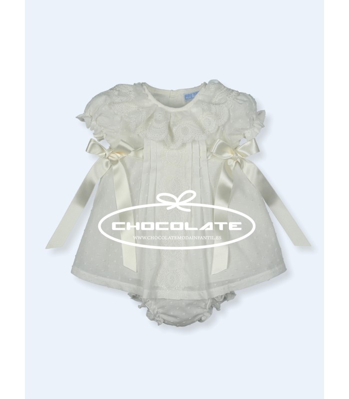 Vestido ceremonia bebé niña en plumeti beig de Mac ilusión | Vestid...