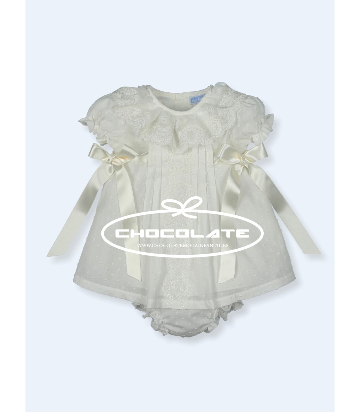 Vestido ceremonia bebé niña en plumeti beig de Mac ilusión | Vestid...