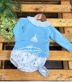 Conjunto bebé niño jubón celeste y ranita barcos de Granlei