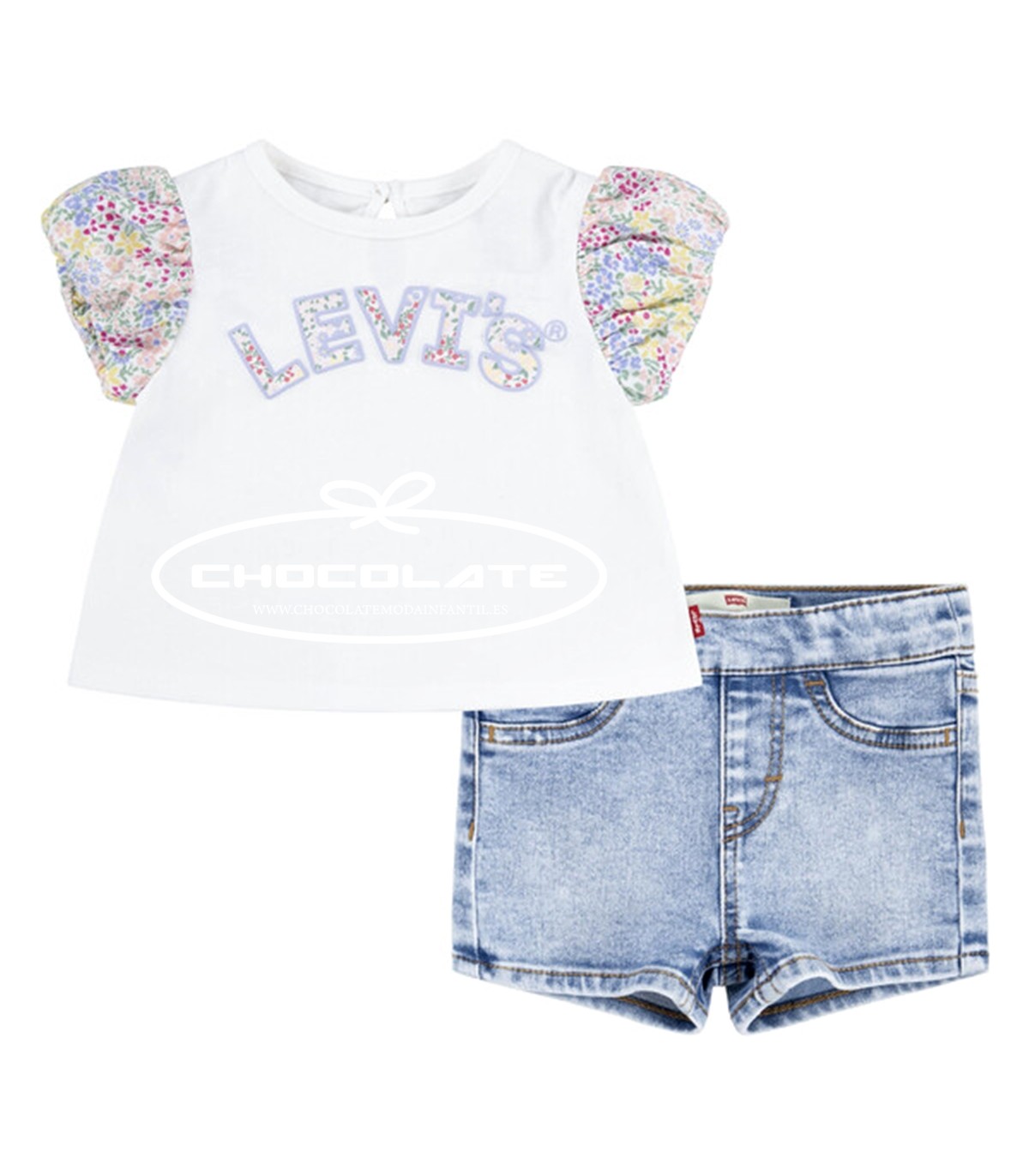 Conjunto short vaquero y camiseta de Levis kids para bebé niña | Co...