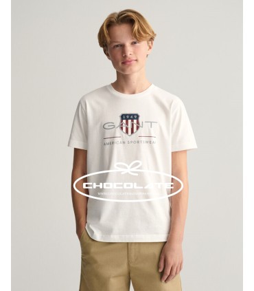 Camiseta blanca básica de Gant para niño | La camiseta blanca básic...