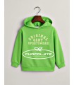 Sudadera verde fluor de la marca Gant para niño | Sudadera con capu...