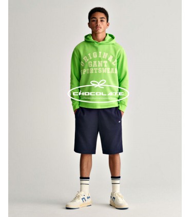 Sudadera verde fluor de la marca Gant para niño | Sudadera con capu...