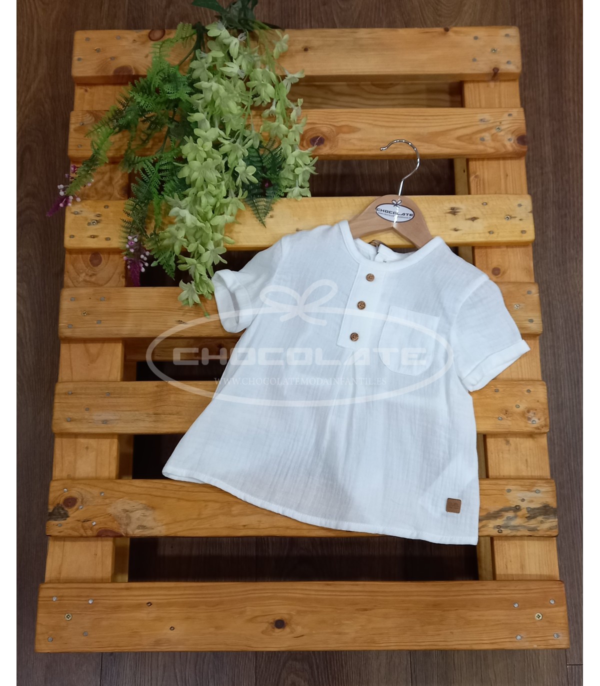 Camisa bambula blanca de José Varón para niño | Camisa de manga cor...