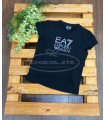 Camiseta negra para niña logo colores de EA7