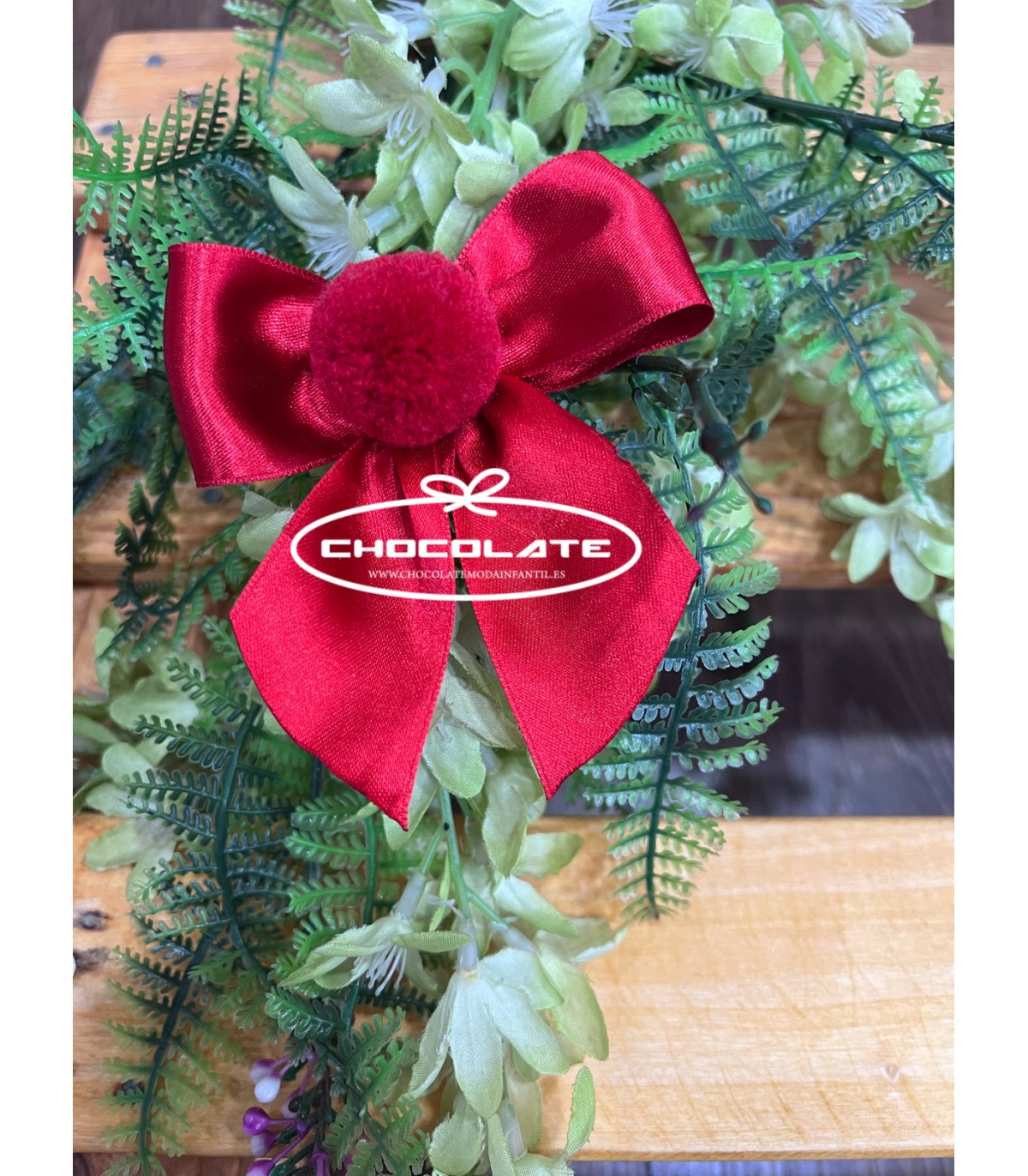 Pinza roja con pompón para pelo niña | Pinza con lazada y pompón en...