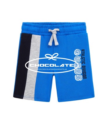 Bermuda de algodón en azulón de Guess para niño | Bermuda tipo depo...