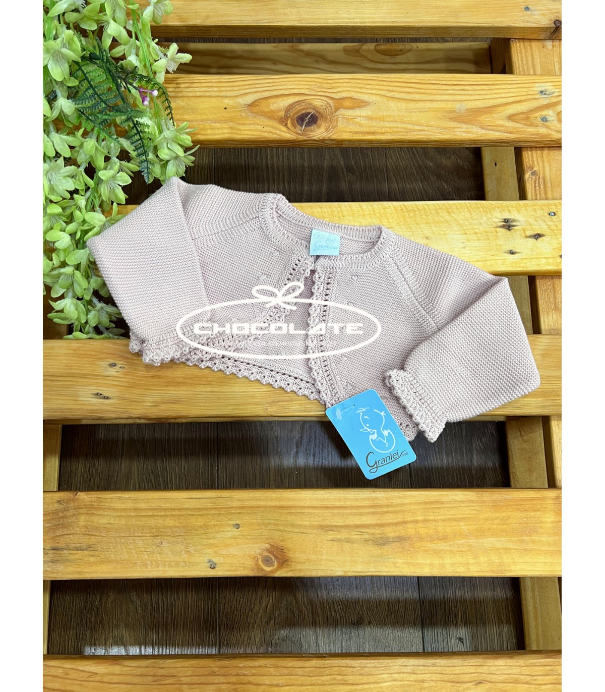 Chaqueta punto rosa empolvado Granlei | Chaqueta corta de perle en ...