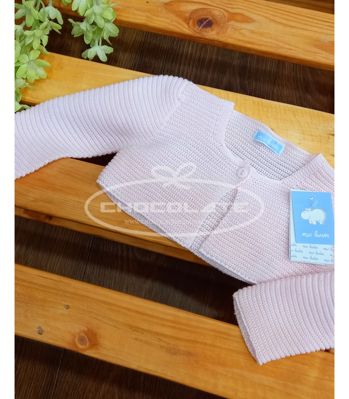 Chaqueta corta canalé rosa bebe Mac | Chaqueta corta de punto en co...