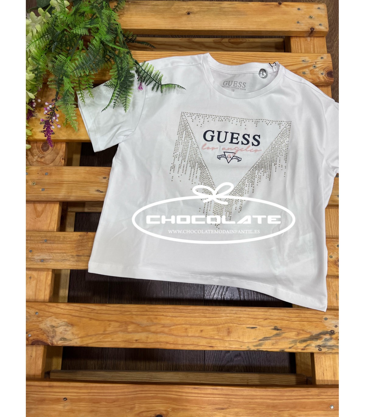Camiseta blanca de Guess para niña | Preciosa camiseta para niña de...