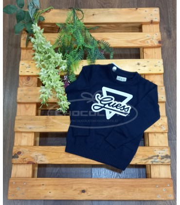 Jersey marino con logo bordado de Guess | Jersey en punto azul mari...