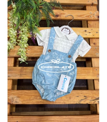 Peto azul flamencos y camisa de Cocote | Conjunto para bebé niño de...
