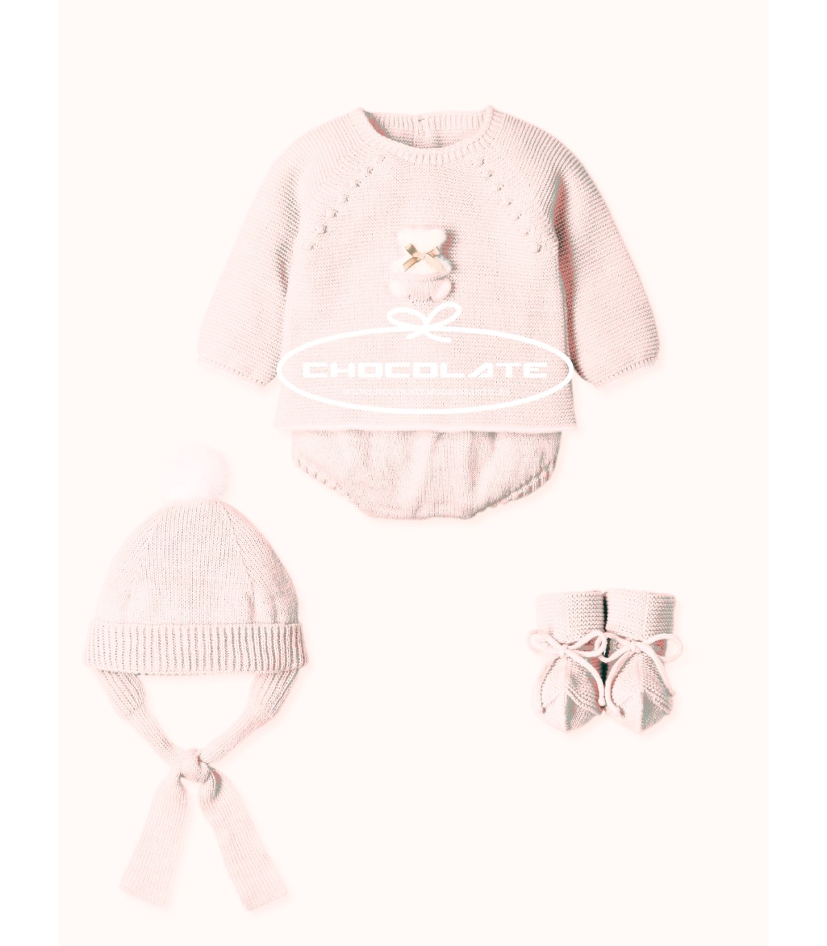 Conjunto de punto nude para bebé con osito de Mac ilusión | Conjunt...