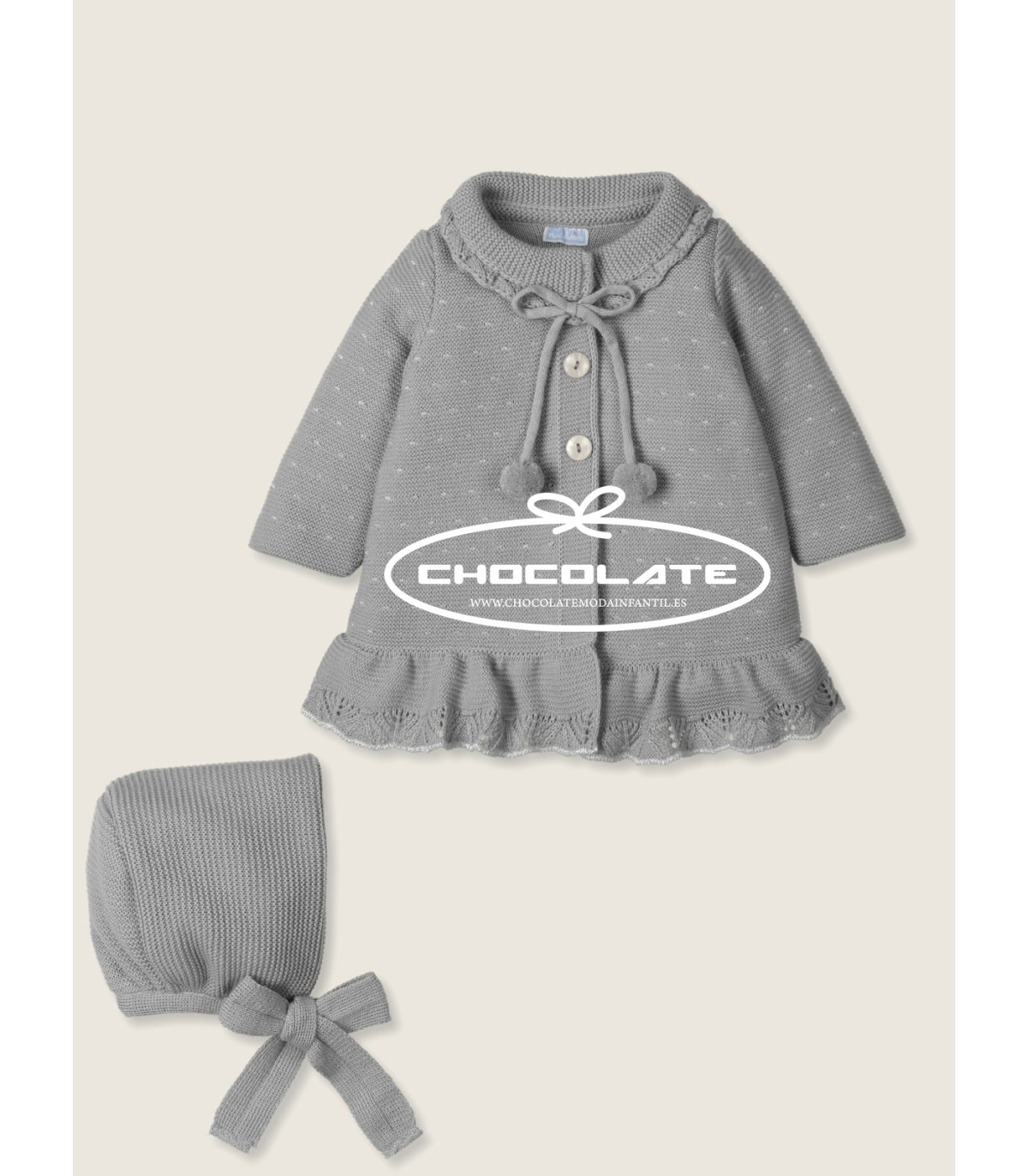 Abrigo de punto gris de Mac ilusión para niña | Abrigo de punto par...