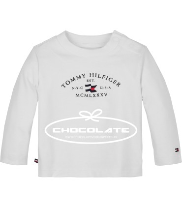 Camiseta blanca de manga larga de Tommy Hilfiger para bebé | Camise...