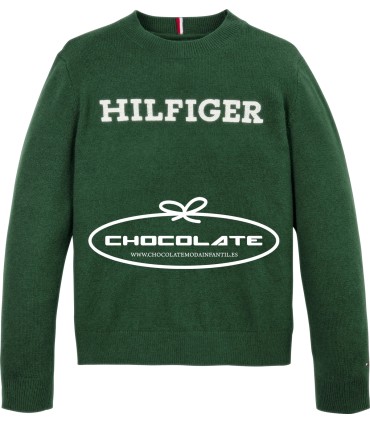 Jersey verde botella con logo blanco de Tommy Hilfiger | Jersey de ...