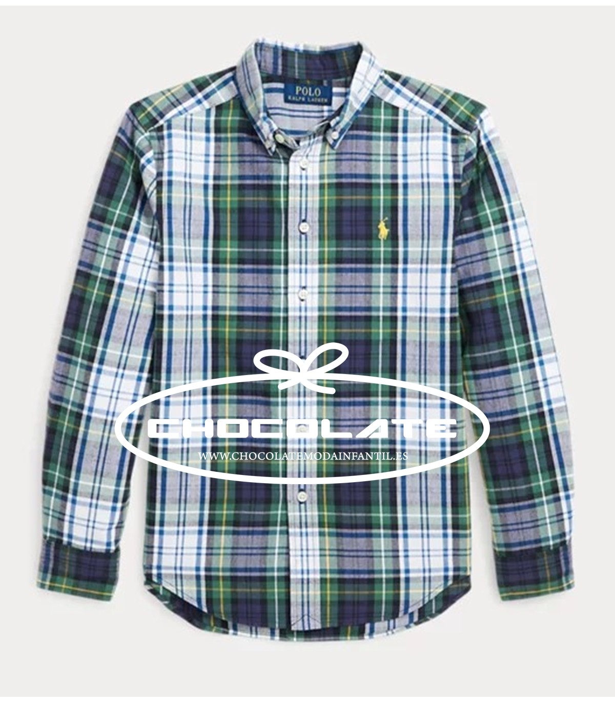 Camisa cuadro escocés verde de Ralph Lauren para niño | Camisa de c...
