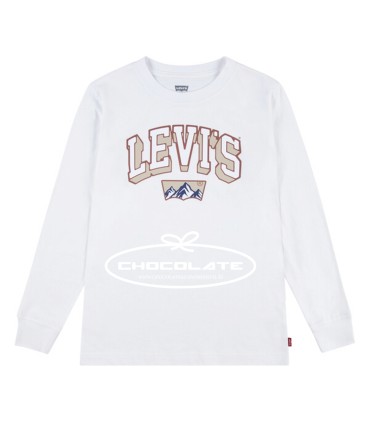 Camiseta blanca de Levis kids para niño con burdeos y crema | Camis...