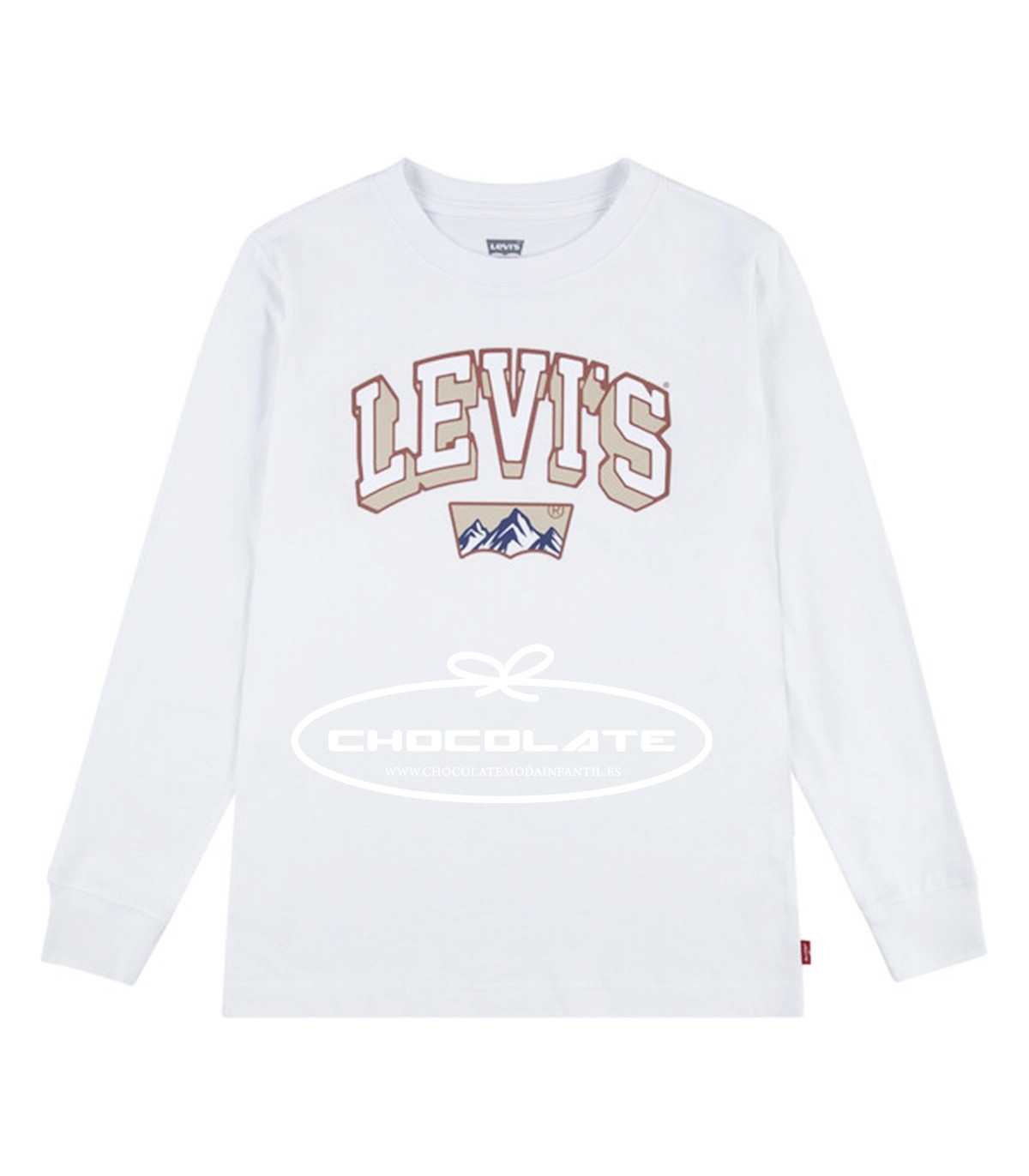 Camiseta blanca de Levis kids para niño con burdeos y crema | Camis...