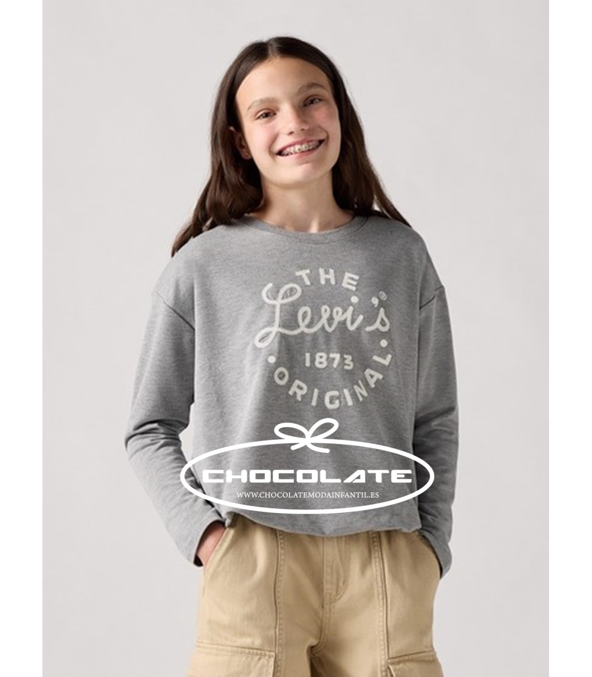 Sudadera gris de Levis kids para niña | Bonita y original sudadera ...