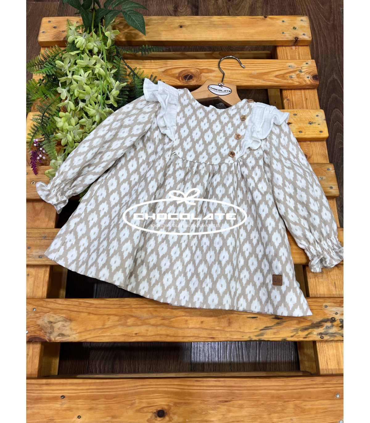 Vestido niña topo y blanco de José Varón para niña | Vestido para n...