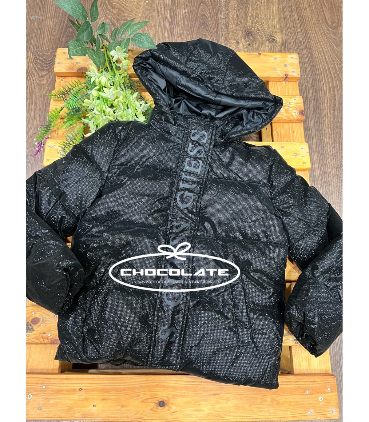 Plumífero negro de Guess kids para niña | Plumífero para niña de la...