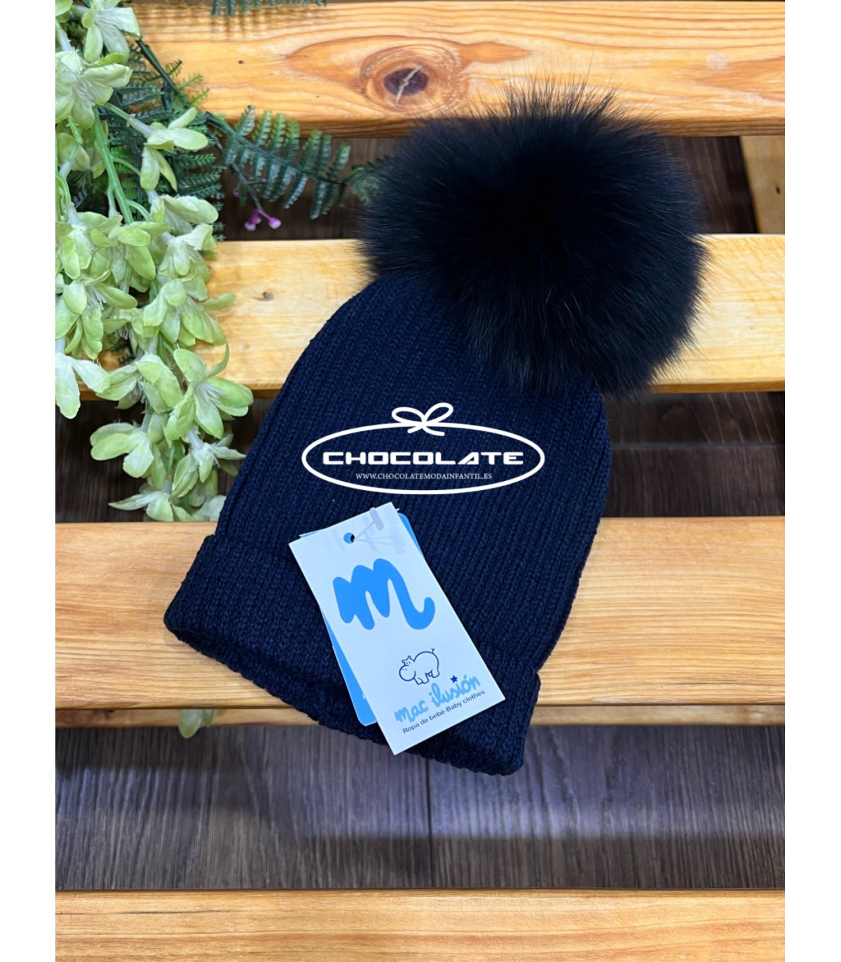 Gorro de canalé marino con pompón de Mac ilusión | Gorro de punto e...