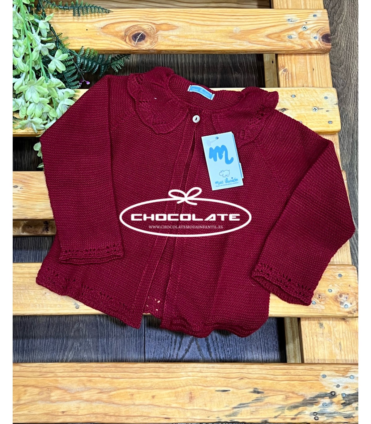 Chaqueta niña cuello volante color scarlet de Mac ilusión | Chaquet...