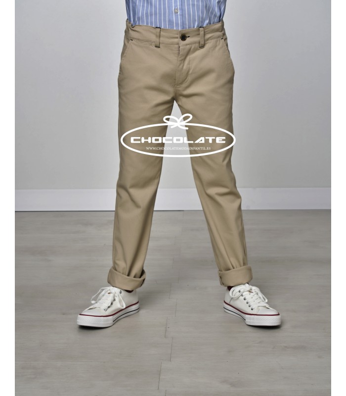 Pantalón tipo chino color camel oscuro de Spagnolo para niño | Pant...