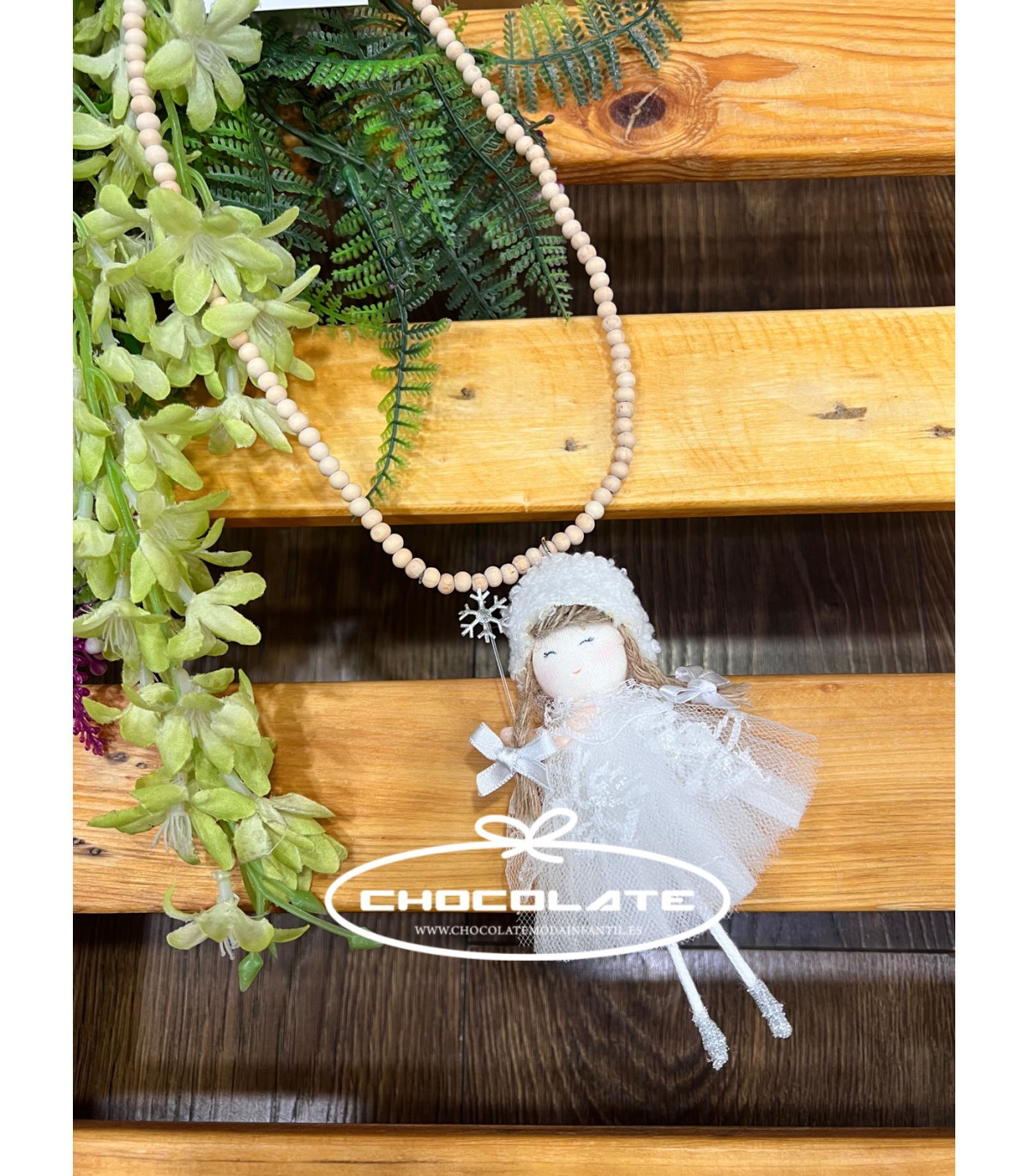 Collar hada del bosque blanca | Collar para niña con un precioso co...