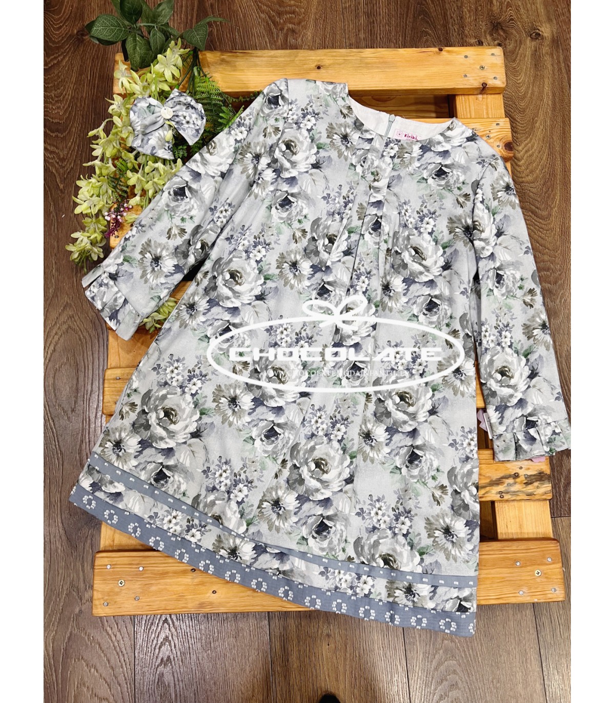 Vestido tonos azul y verde musgo | Vestido de invierno para niña en...