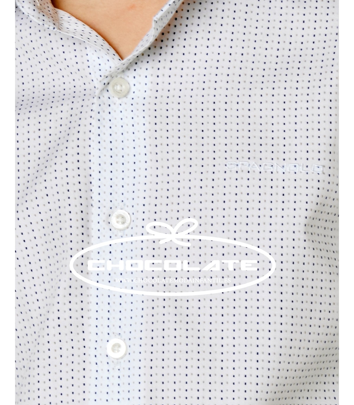 Camisa blanca con motivos azules y color topo de Spagnolo | Camisa ...