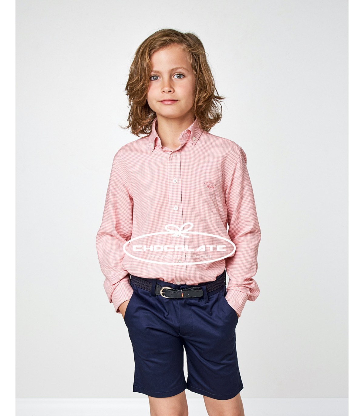 Camisa niño vichy en color salmón de Spagnolo | Preciosa camisa de ...