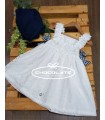 Vestido niña en tejido blanco perforado de Mon petit bonbon | Vesti...