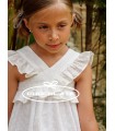 Vestido para niña en tejido perforado blanco de Jose Varón