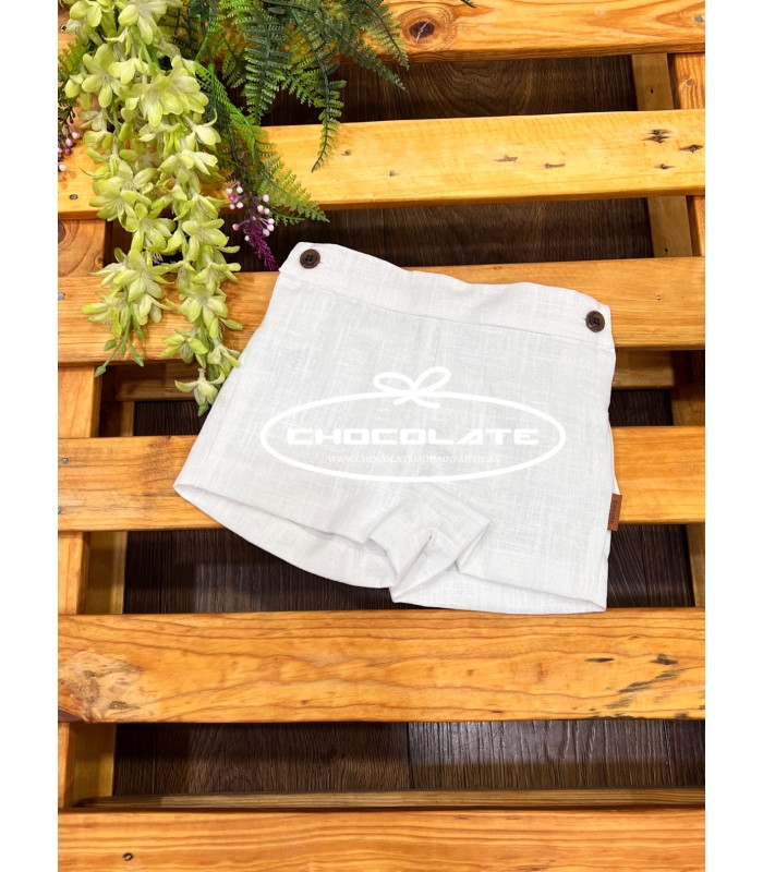 Pantalón corto para niño en lino blanco de Cocote | Pantalón corto ...