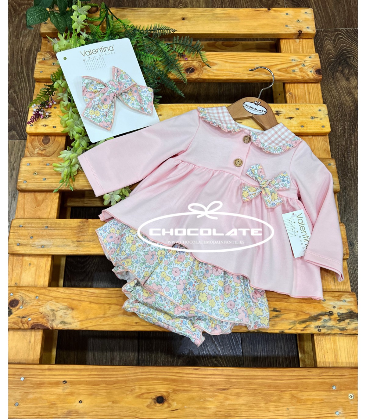 Conjunto sudadera rosa y braguita de Valentina bebés para niña | Co...